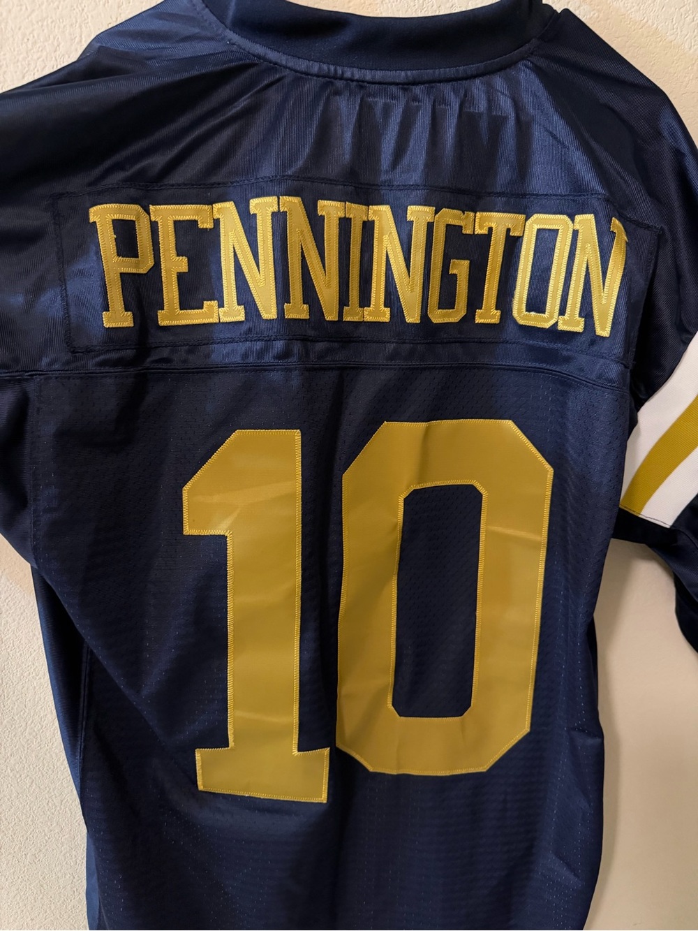New York Jets Navy and Gold Athletic Football Jersey - Pennington 10